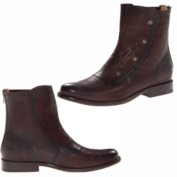 Frye Women's Phillip Military Zip Boot Dark Brown Leather Size 37 - Picture 1 of 10